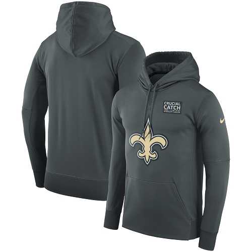 NFL Men's New Orleans Saints Nike Anthracite Crucial Catch Performance Pullover Hoodie