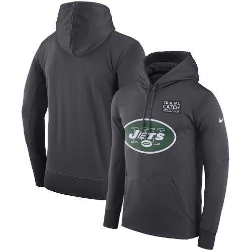 NFL Men's New York Jets Nike Anthracite Crucial Catch Performance Pullover Hoodie