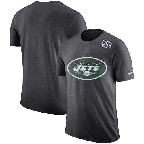 NFL Men's New York Jets Nike Anthracite Crucial Catch Tri-Blend Performance T-Shirt