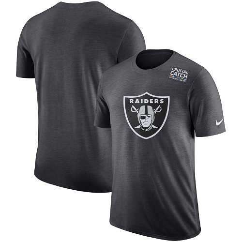 NFL Men's Oakland Raiders Nike Anthracite Crucial Catch Tri-Blend Performance T-Shirt