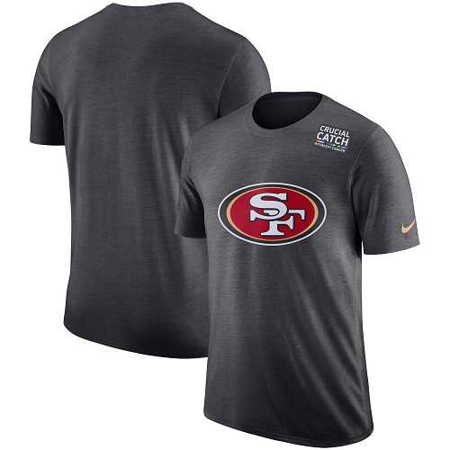 NFL Men's San Francisco 49ers Nike Anthracite Crucial Catch Tri-Blend Performance T-Shirt