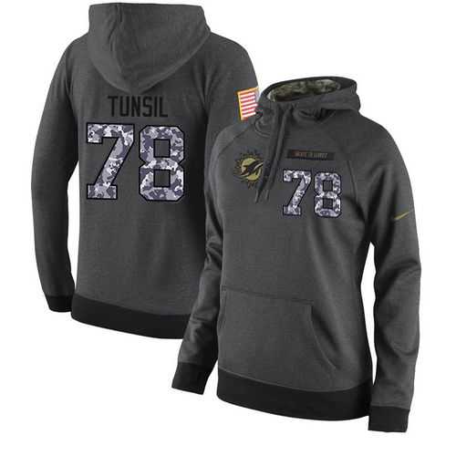 Women's NFL Nike Miami Dolphins #78 Laremy Tunsil Stitched Black Anthracite Salute to Service Player Performance Hoodie
