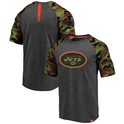 New York Jets Pro Line by Fanatics Branded College Heathered Gray Camo T-Shirt