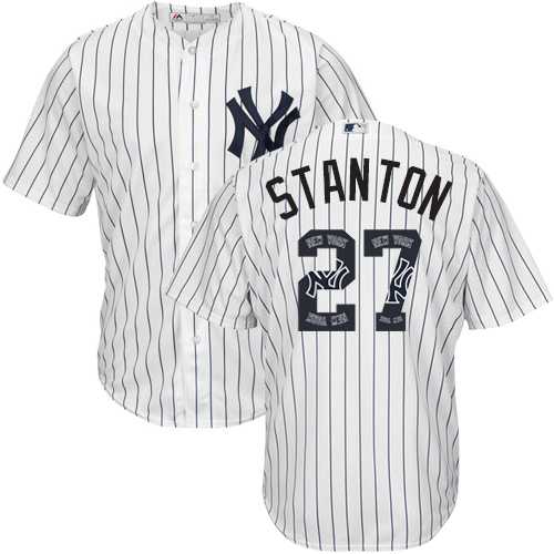 New York Yankees #27 Giancarlo Stanton White Strip Team Logo Fashion Stitched MLB