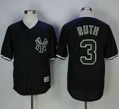 New York Yankees #3 Babe Ruth Black Fashion Stitched MLB