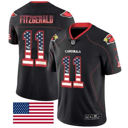 Nike Arizona Cardinals #11 Larry Fitzgerald Black Men's Stitched NFL Limited Rush USA Flag Jersey