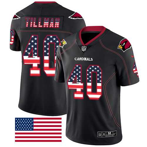 Nike Arizona Cardinals #40 Pat Tillman Black Men's Stitched NFL Limited Rush USA Flag Jersey