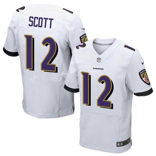 Nike Baltimore Ravens #12 Jaleel Scott White Men's Stitched NFL New Elite Jersey