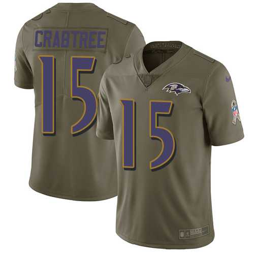 Nike Baltimore Ravens #15 Michael Crabtree Olive Men's Stitched NFL Limited 2017 Salute To Service Jersey