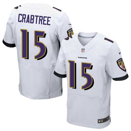 Nike Baltimore Ravens #15 Michael Crabtree White Men's Stitched NFL New Elite Jersey