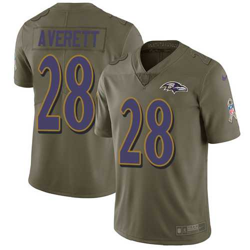 Nike Baltimore Ravens #28 Anthony Averett Olive Men's Stitched NFL Limited 2017 Salute To Service Jersey