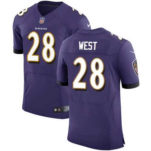 Nike Baltimore Ravens #28 Terrance West Purple Team Color Men's Stitched NFL Vapor Untouchable Elite Jersey