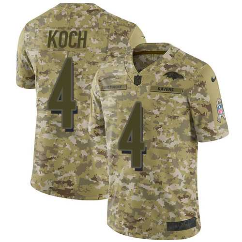 Nike Baltimore Ravens #4 Sam Koch Camo Men's Stitched NFL Limited 2018 Salute To Service Jersey