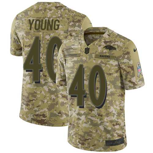 Nike Baltimore Ravens #40 Kenny Young Camo Men's Stitched NFL Limited 2018 Salute To Service Jersey