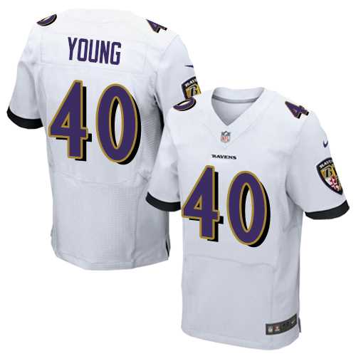 Nike Baltimore Ravens #40 Kenny Young White Men's Stitched NFL New Elite Jersey
