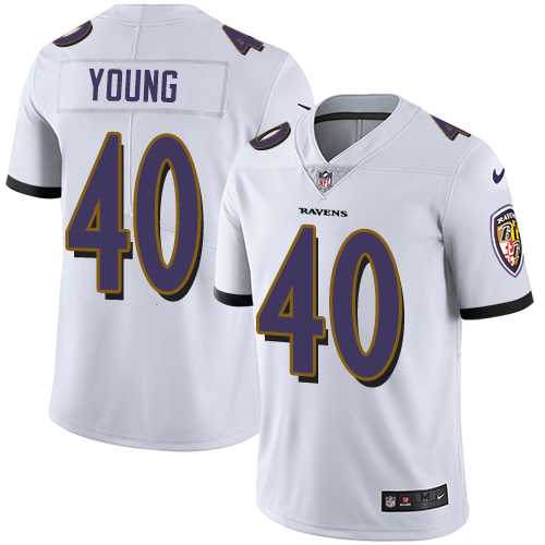 Nike Baltimore Ravens #40 Kenny Young White Men's Stitched NFL Vapor Untouchable Limited Jersey