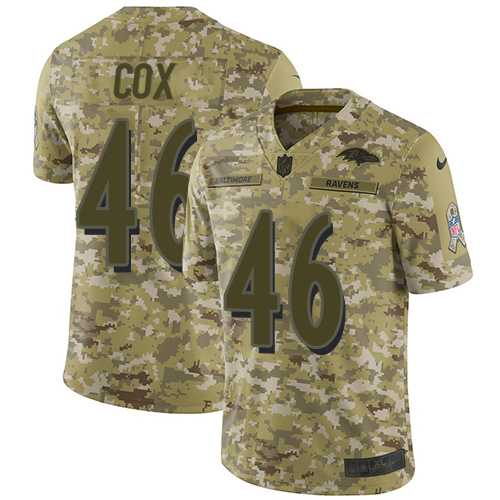 Nike Baltimore Ravens #46 Morgan Cox Camo Men's Stitched NFL Limited 2018 Salute To Service Jersey