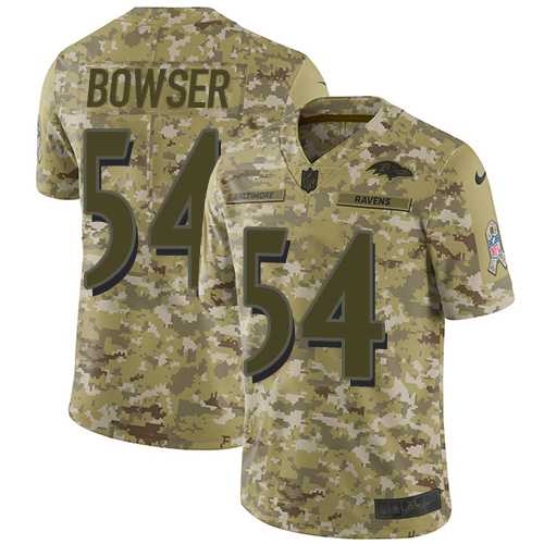 Nike Baltimore Ravens #54 Tyus Bowser Camo Men's Stitched NFL Limited 2018 Salute To Service Jersey