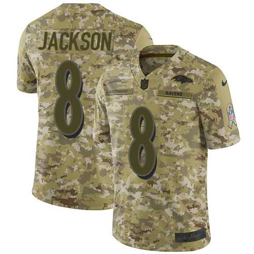 Nike Baltimore Ravens #8 Lamar Jackson Camo Men's Stitched NFL Limited 2018 Salute To Service Jersey