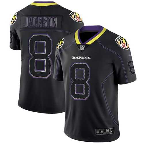 Nike Baltimore Ravens #8 Lamar Jackson Lights Out Black Men's Stitched NFL Limited Rush Jersey