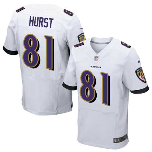 Nike Baltimore Ravens #81 Hayden Hurst White Men's Stitched NFL New Elite Jersey