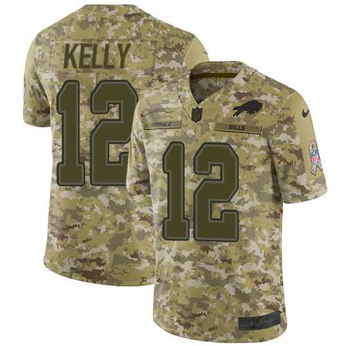 Nike Buffalo Bills #12 Jim Kelly Camo Men's Stitched NFL Limited 2018 Salute To Service Jersey