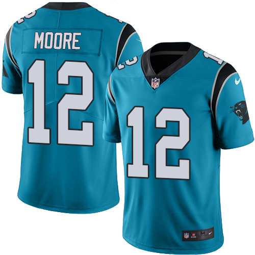 Nike Carolina Panthers #12 DJ Moore Blue Men's Stitched NFL Limited Rush Jersey