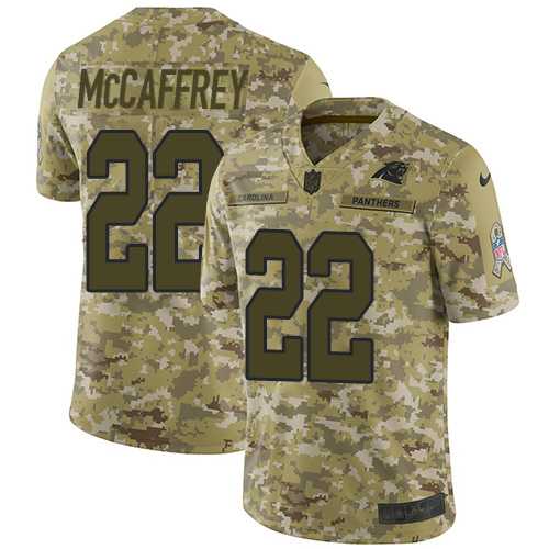 Nike Carolina Panthers #22 Christian McCaffrey Camo Men's Stitched NFL Limited 2018 Salute To Service Jersey