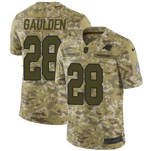 Nike Carolina Panthers #28 Rashaan Gaulden Camo Men's Stitched NFL Limited 2018 Salute To Service Jersey
