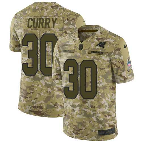 Nike Carolina Panthers #30 Stephen Curry Camo Men's Stitched NFL Limited 2018 Salute To Service Jersey