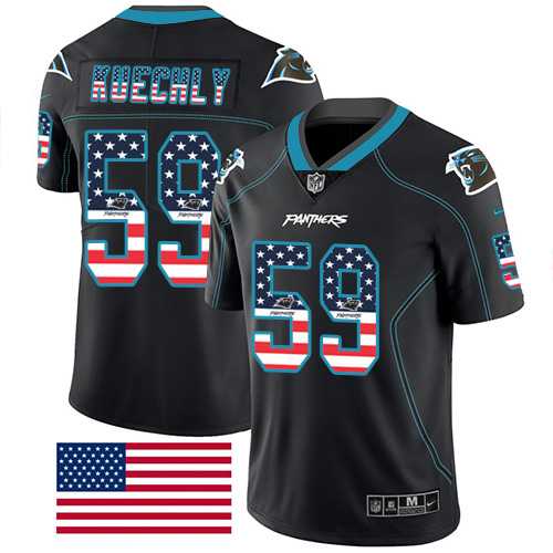 Nike Carolina Panthers #59 Luke Kuechly Black Men's Stitched NFL Limited Rush USA Flag Jersey