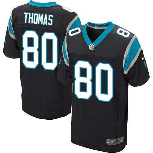 Nike Carolina Panthers #80 Ian Thomas Black Team Color Men's Stitched NFL Elite Jersey