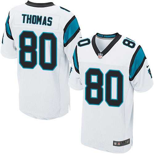 Nike Carolina Panthers #80 Ian Thomas White Men's Stitched NFL Elite Jersey