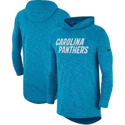 Nike Carolina Panthers Blue Sideline Slub Performance Hooded Long Sleeve T-shirt