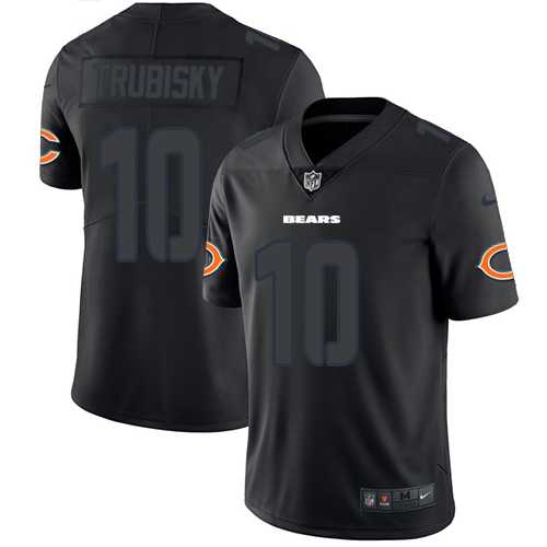 Nike Chicago Bears #10 Mitchell Trubisky Black Men's Stitched NFL Limited Rush Impact Jersey