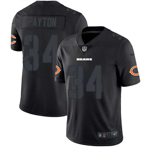 Nike Chicago Bears #34 Walter Payton Black Men's Stitched NFL Limited Rush Impact Jersey