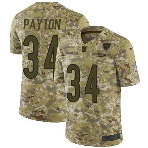 Nike Chicago Bears #34 Walter Payton Camo Men's Stitched NFL Limited 2018 Salute To Service Jersey