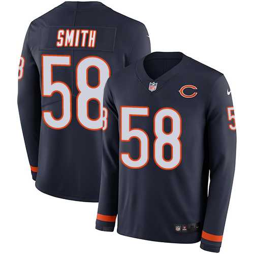 Nike Chicago Bears #58 Roquan Smith Navy Blue Team Color Men's Stitched NFL Limited Therma Long Sleeve Jersey