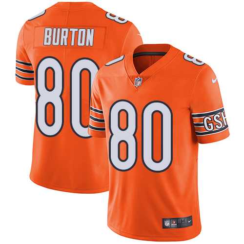 Nike Chicago Bears #80 Trey Burton Orange Men's Stitched NFL Limited Rush Jersey