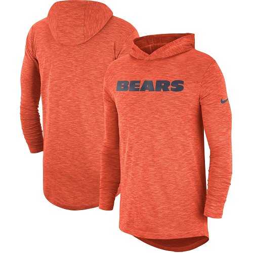 Nike Chicago Bears Orange Sideline Slub Performance Hooded Long Sleeve T-shirt