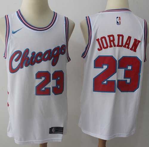 Nike Chicago Bulls #23 Michael Jordan White NBA Swingman City Edition Jersey