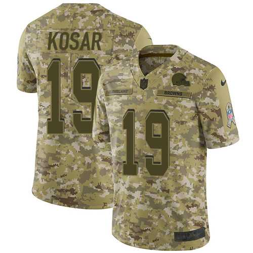 Nike Cleveland Browns #19 Bernie Kosar Camo Men's Stitched NFL Limited 2018 Salute To Service Jersey