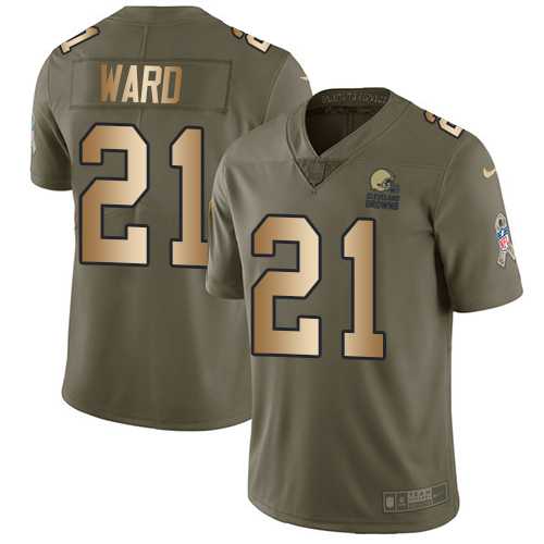 Nike Cleveland Browns #21 Denzel Ward Olive Gold Men's Stitched NFL Limited 2017 Salute To Service Jersey