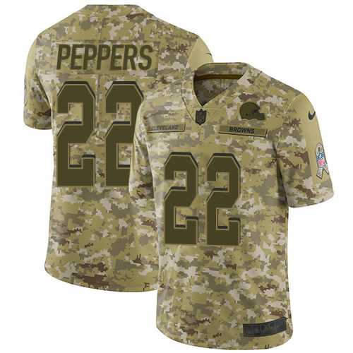 Nike Cleveland Browns #22 Jabrill Peppers Camo Men's Stitched NFL Limited 2018 Salute To Service Jersey