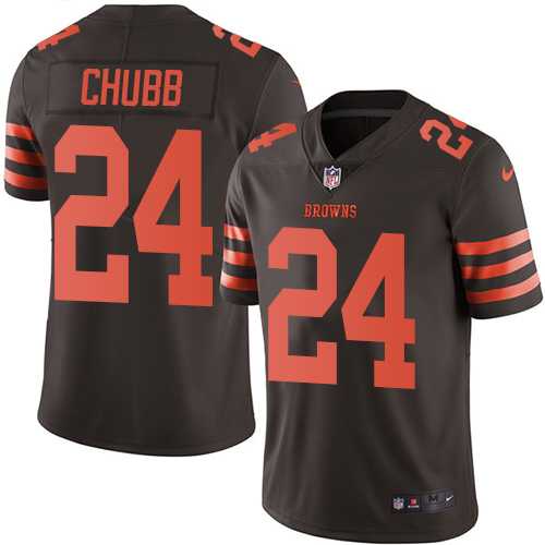 Nike Cleveland Browns #24 Nick Chubb Brown Men's Stitched NFL Limited Rush Jersey