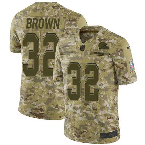 Nike Cleveland Browns #32 Jim Brown Camo Men's Stitched NFL Limited 2018 Salute To Service Jersey