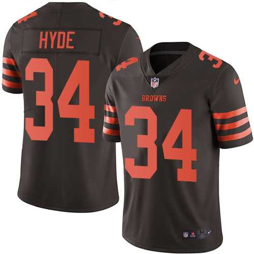Nike Cleveland Browns #34 Carlos Hyde Brown Men's Stitched NFL Limited Rush Jersey