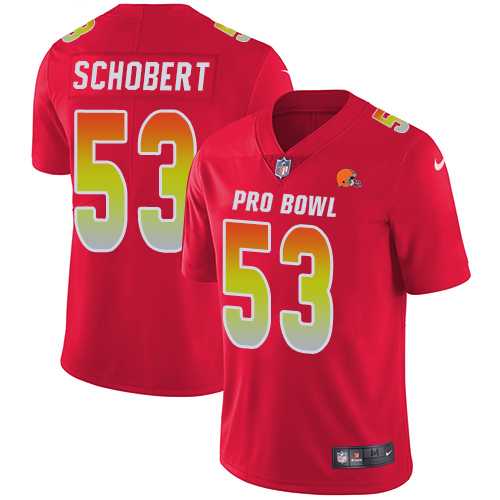 Nike Cleveland Browns #53 Joe Schobert Red Men's Stitched NFL Limited AFC 2018 Pro Bowl Jersey