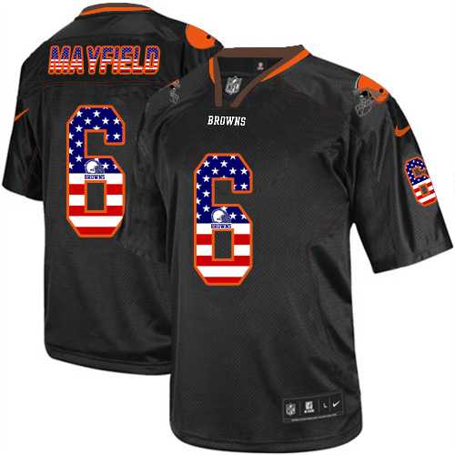 Nike Cleveland Browns #6 Baker Mayfield Black Men's Stitched NFL Elite USA Flag Fashion Jersey
