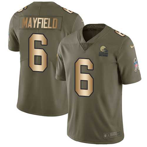 Nike Cleveland Browns #6 Baker Mayfield Olive Gold Men's Stitched NFL Limited 2017 Salute To Service Jersey Nike Cleveland Browns #6 Baker Mayfield Olive Gold Men's Stitched NFL Limited 2017 Salute To Service Jersey